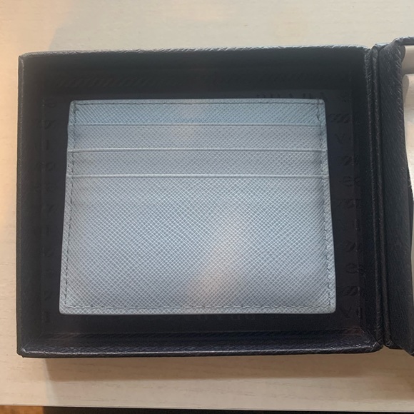Prada Saffiano Leather Light Blue Card Holder - Picture 3 of 4